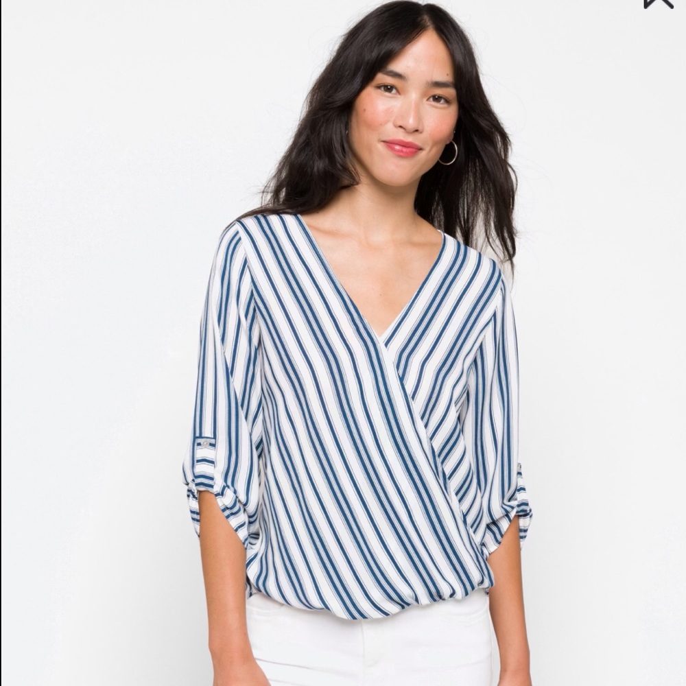 Allan Surplice roll tab high low blouse from Stitchfix.
